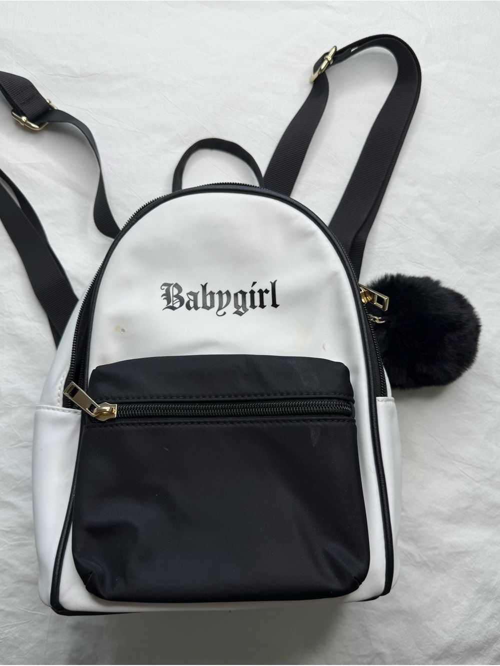 Babygirl Two-Tone Mini Backpack - Black & White